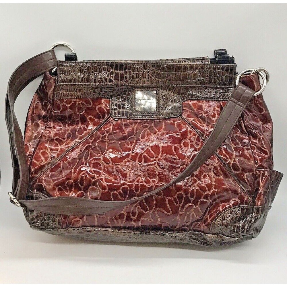 Miche Copper & Faux Croc Leather Tote Bag Purse & Shell Shoulder Strap Pockets